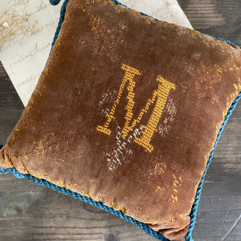 Antique Initial M Pillow