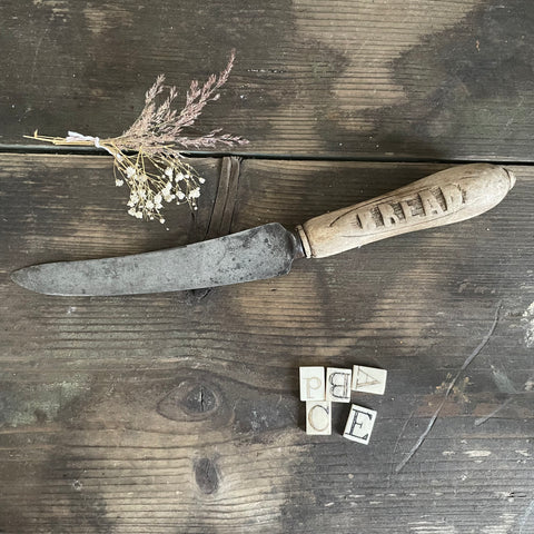 Antique Carved Handle Bread Knife