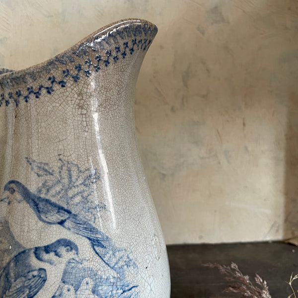 Antique Crazed Transferware Jug