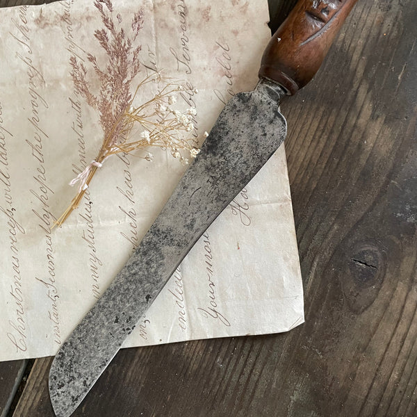 Antique Carved Handle Bread Knife