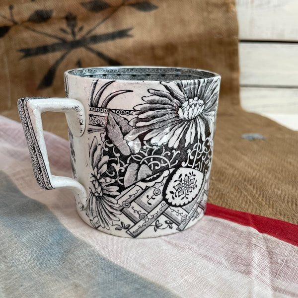 Large Victorian Black Patterned Mug