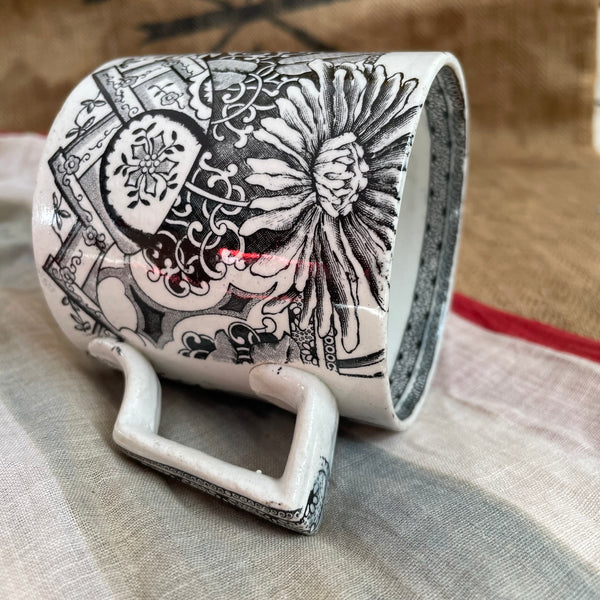 Large Victorian Black Patterned Mug