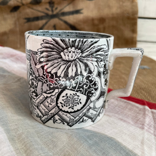 Large Victorian Black Patterned Mug