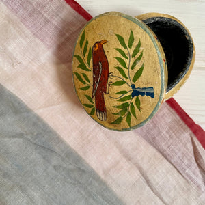 Vintage Bird Paper Mache Trinket Box