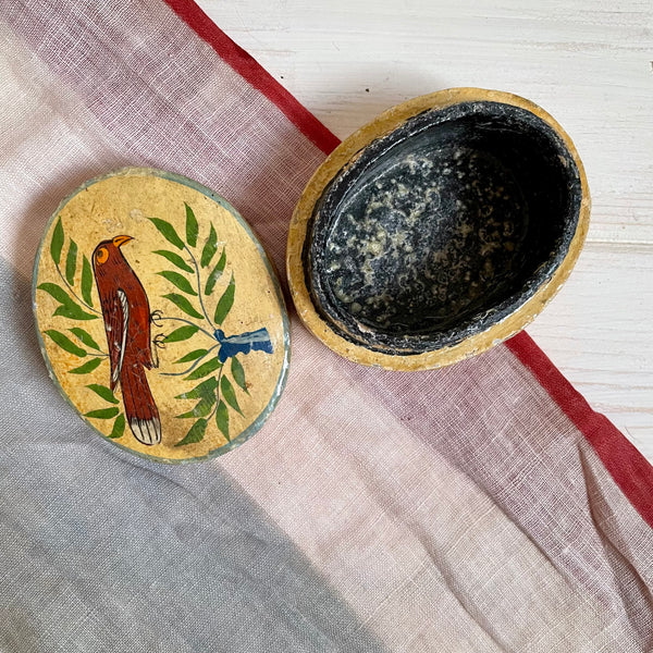 Vintage Bird Paper Mache Trinket Box