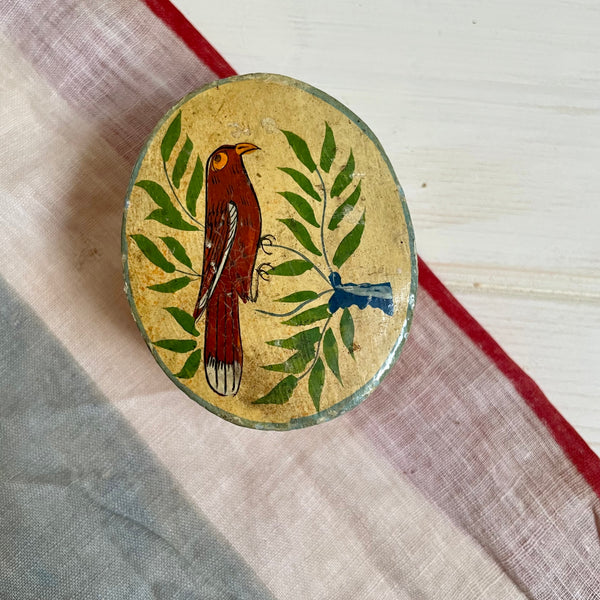 Vintage Bird Paper Mache Trinket Box