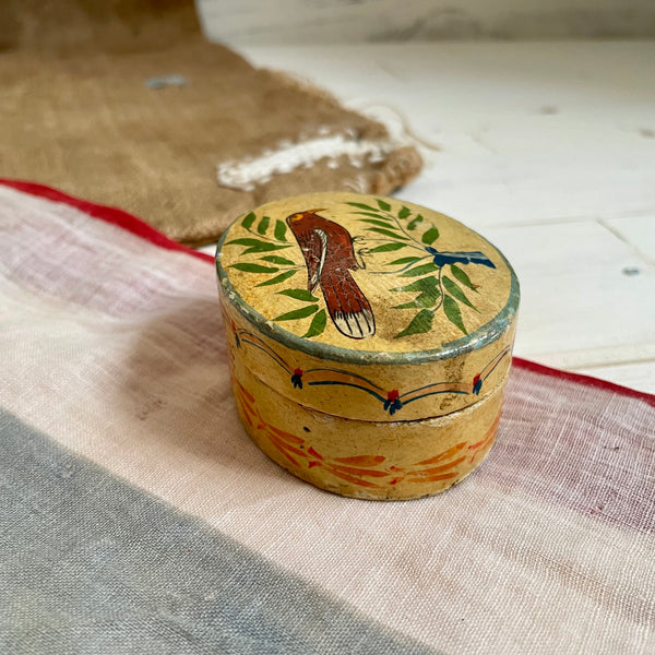 Vintage Bird Paper Mache Trinket Box
