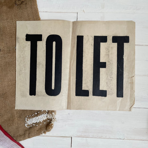 Vintage ‘To Let’ Paper Sign
