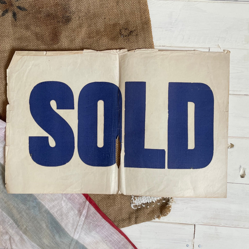 Sold Material Sign Vintage ‘SOLD’ Paper Sign – No.4 Vintage