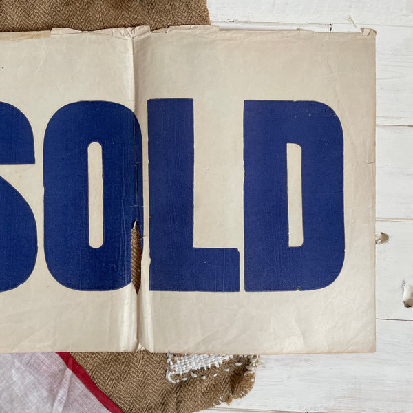 Vintage ‘SOLD’ Paper Sign