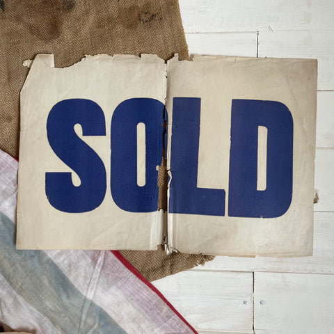 Vintage ‘SOLD’ Paper Sign