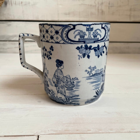 Large Vintage Blue and White Mug