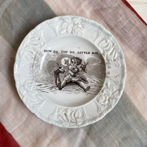 Victorian Child Plate - How Do You Do Little Boy
