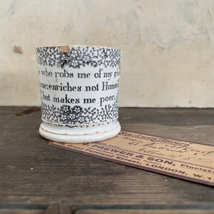 Antique Motto Staffordshire Cup