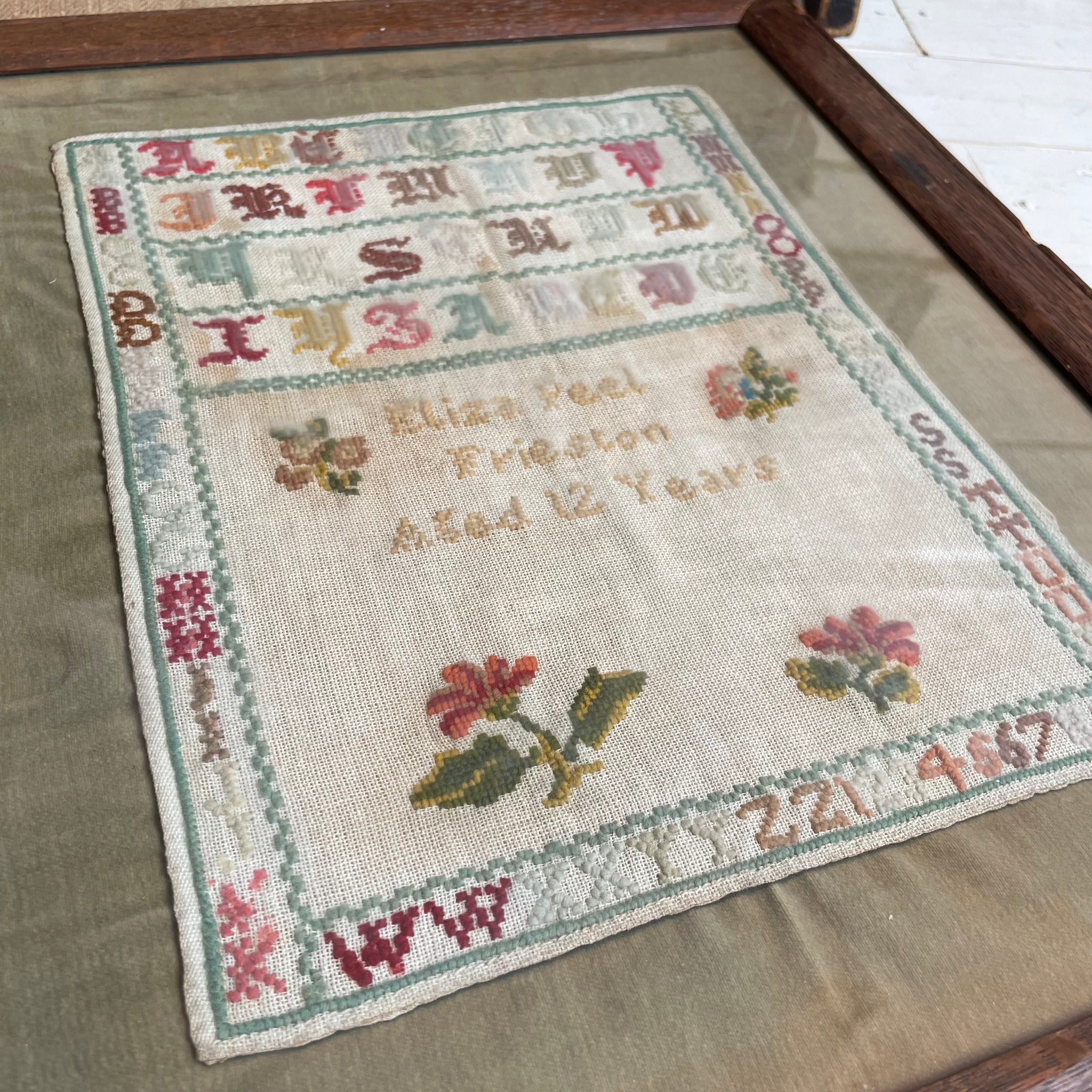 Antique Early Framed Victorian Sampler