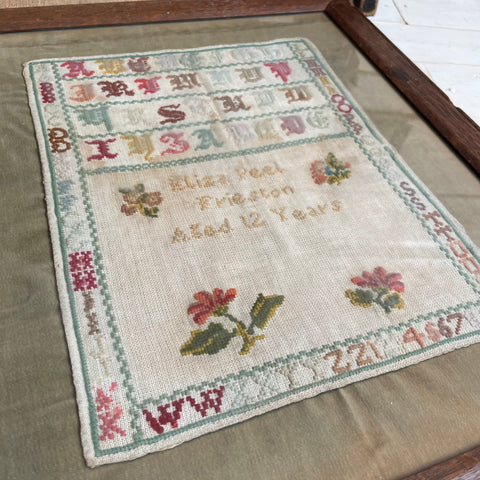 Antique Early Framed Victorian Sampler