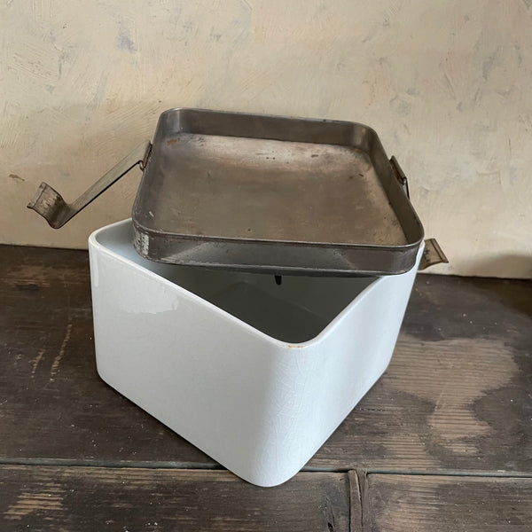 Antique Square Ironstone Picnic Box