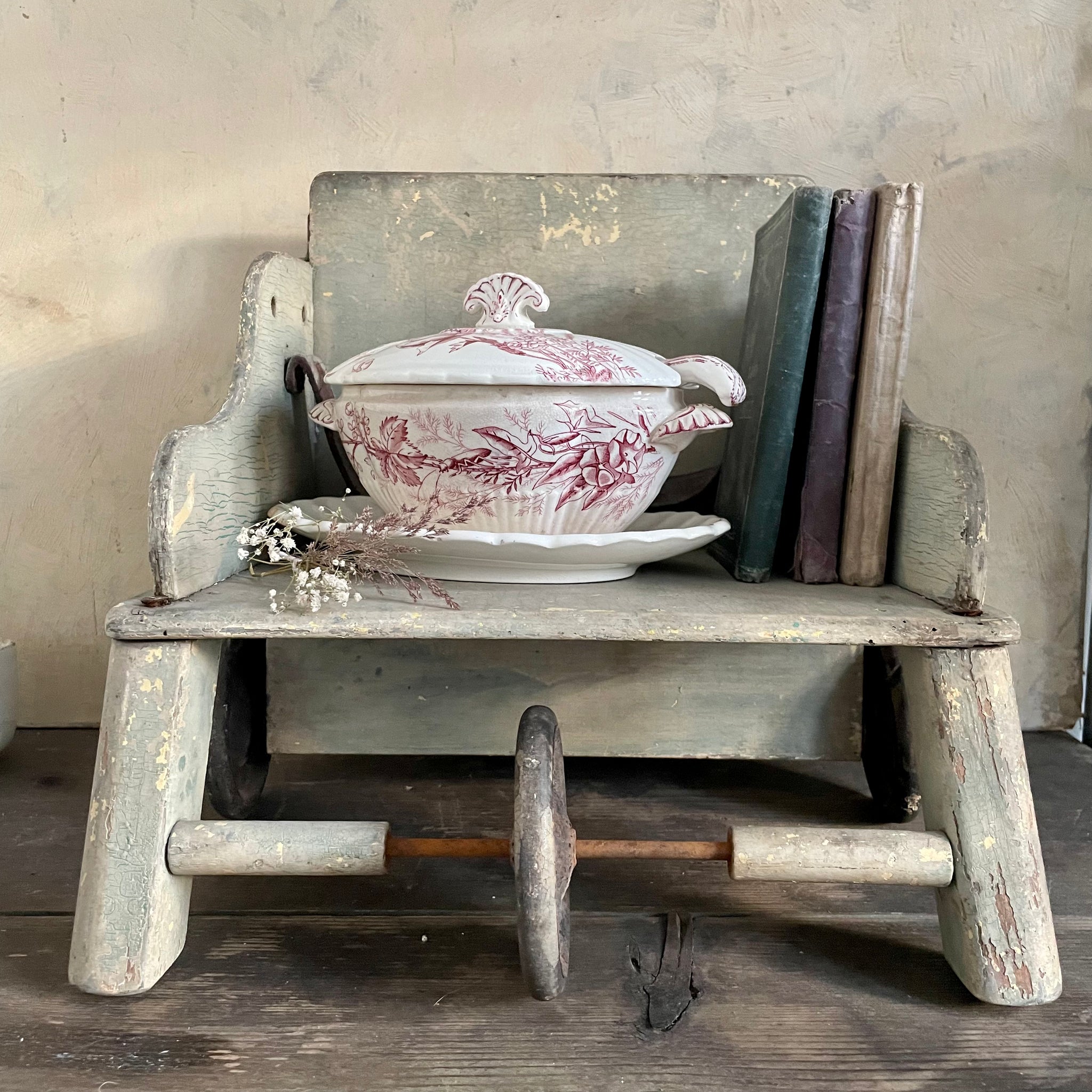 Antique Transferware Poppy Tureen & Ladle
