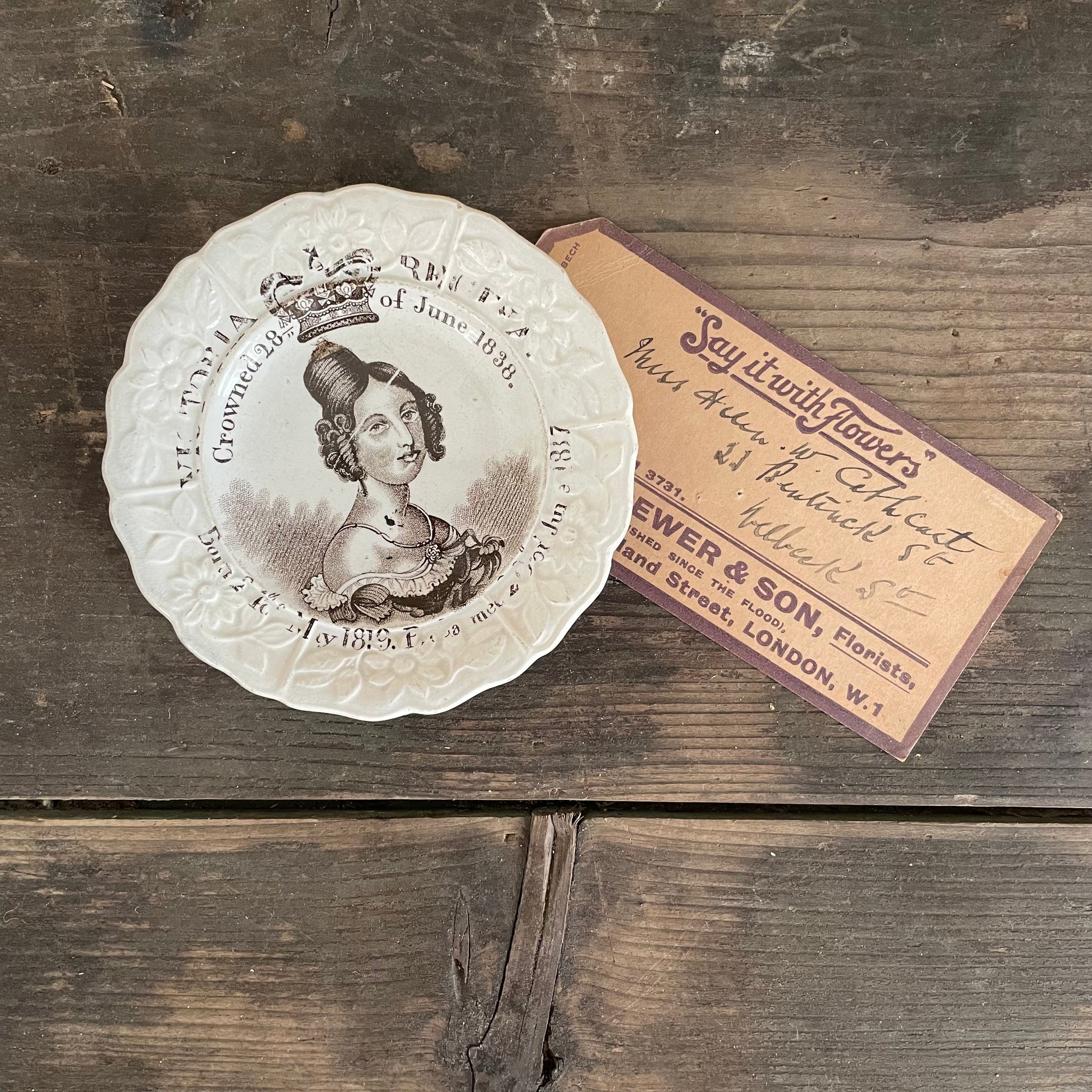 Antique Staffordshire Queen Victoria Crowned Plate