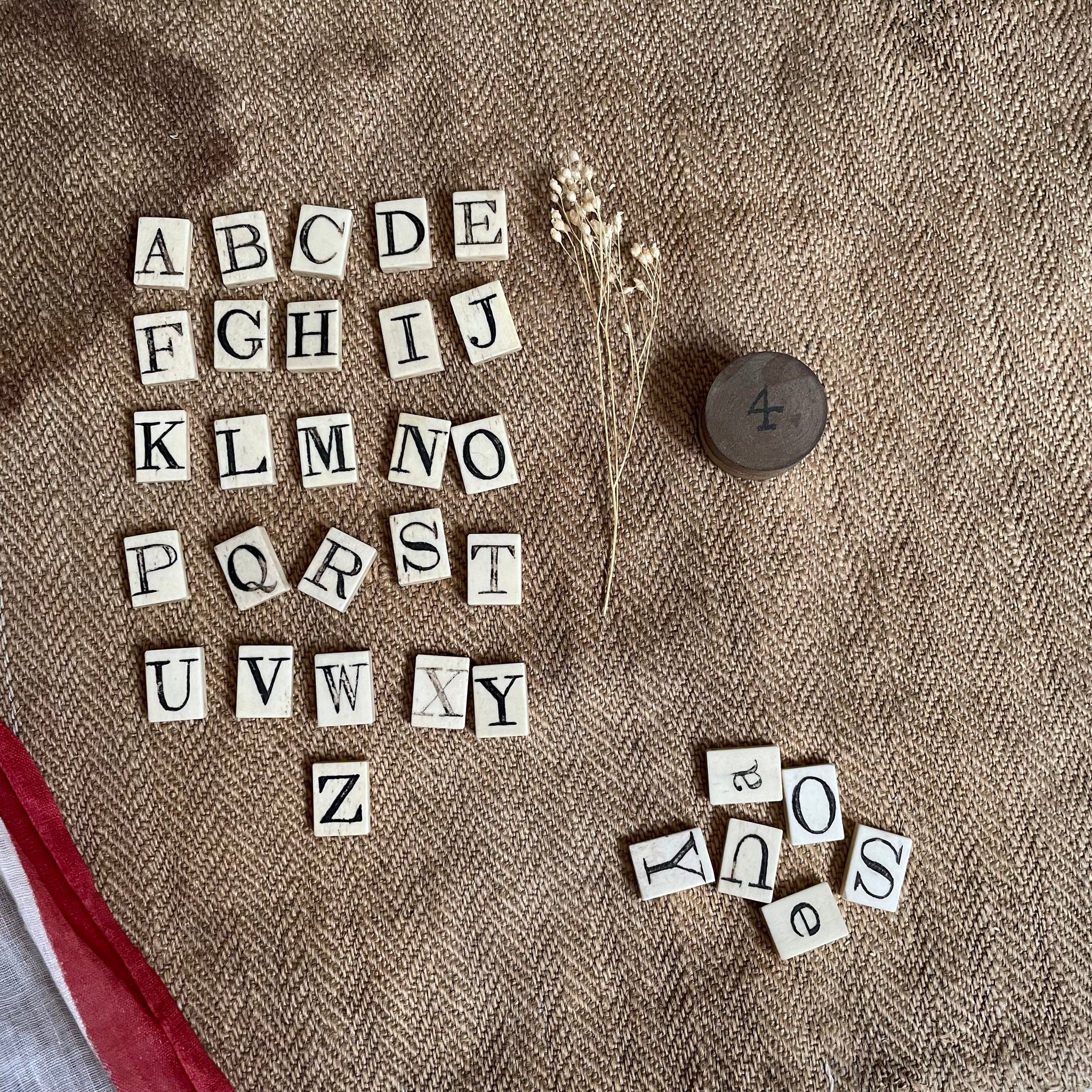 Rare Victorian Bone Spelling Letter Tiles