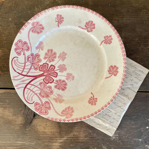 Vintage Pink Floral Crazed Plate