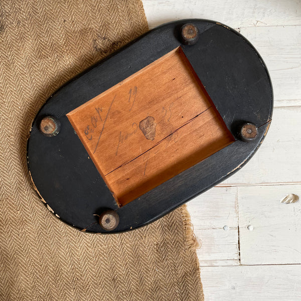 Antique Oval Dome Wood Base On Feet