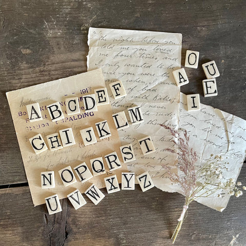 Rare Victorian Bone Spelling Letter Tiles
