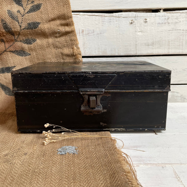 Antique Floral Toleware Box