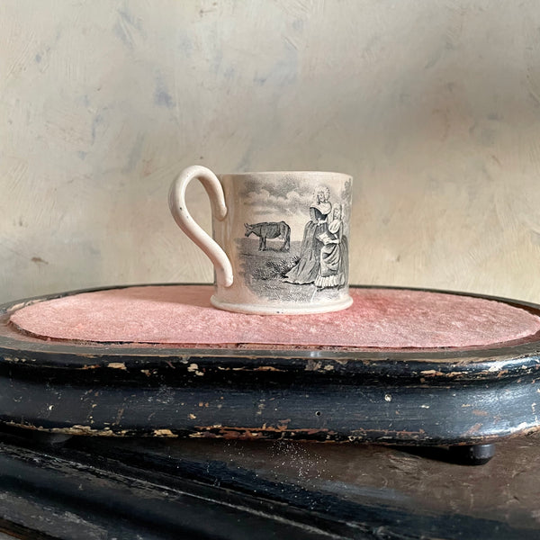 Antique Staffordshire Silk 1840s Mug