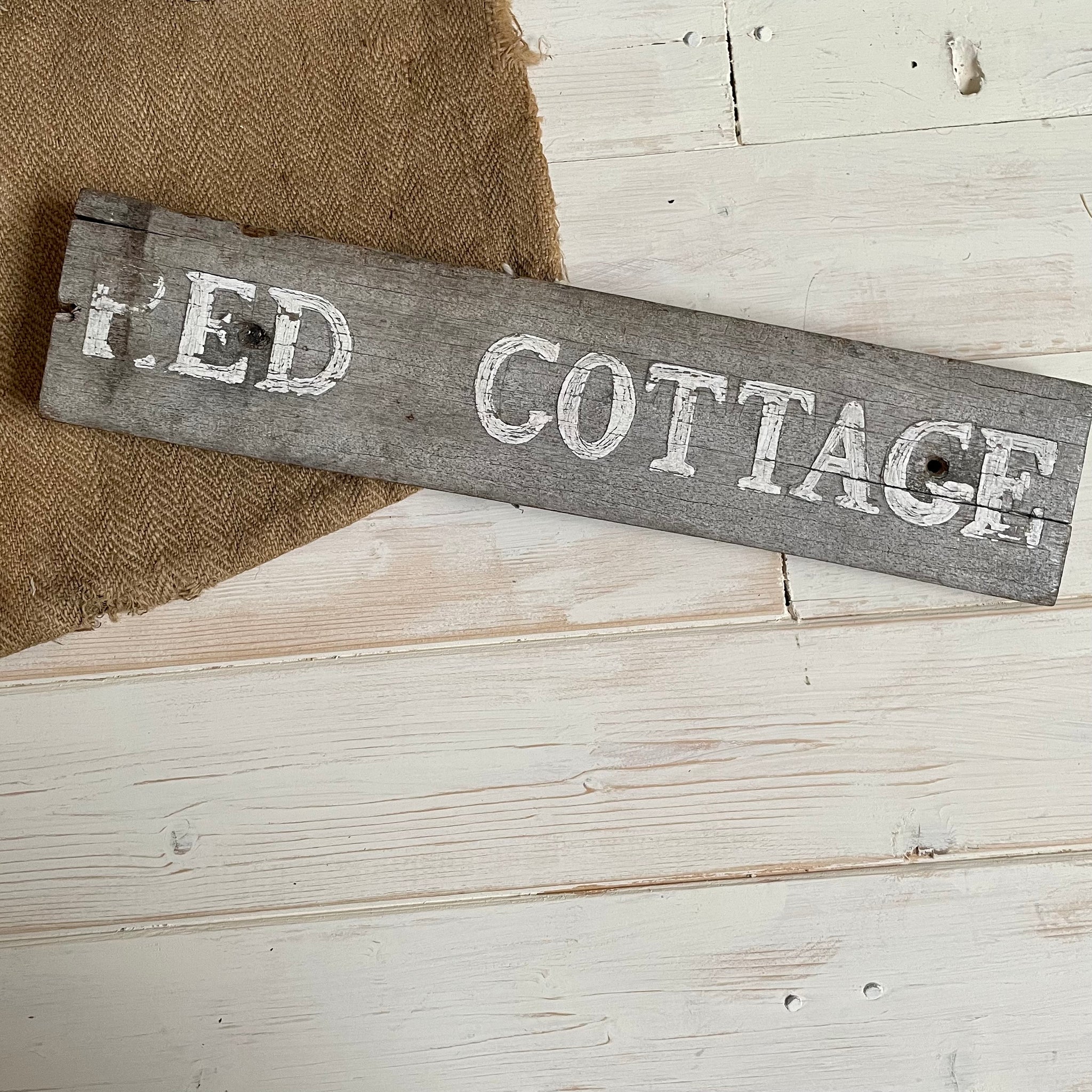 Vintage Red Cottage Sign