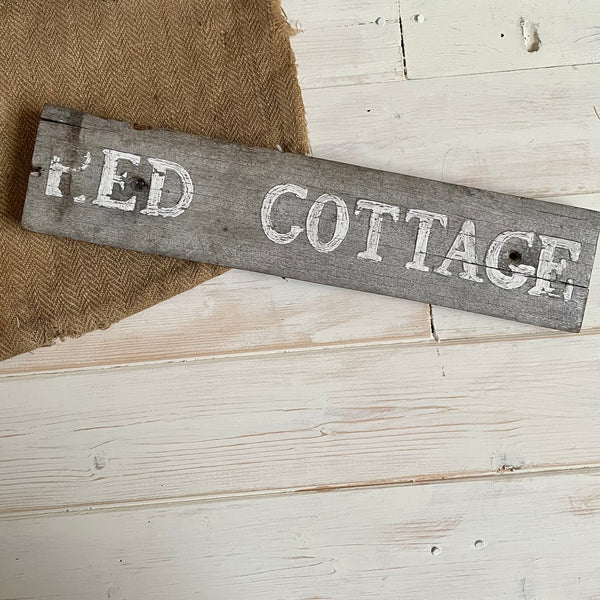 Vintage Red Cottage Sign