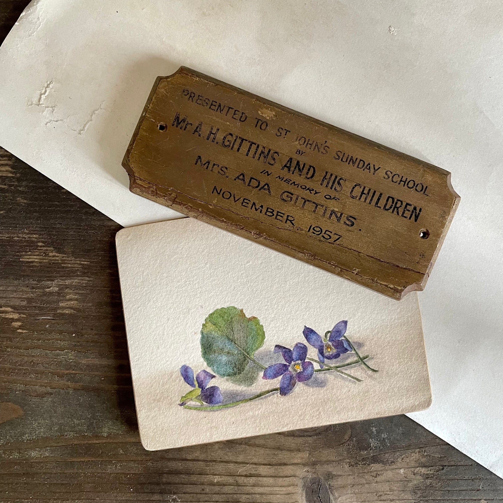 Vintage Memorial Sunday School Plaque