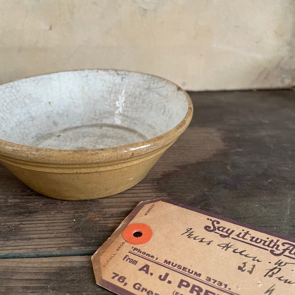 Antique Buttered Stained Crazed Dish