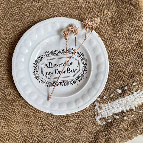 RARE Victorian Staffordshire 'A Present For My Dear Boy' Plate