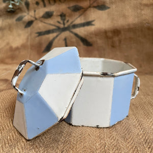 Vintage Enamel Blue & White Pot