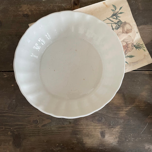 Antique Large Ironstone Scallop Bowl