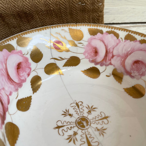 Antique Staple Repair Rose Bowl