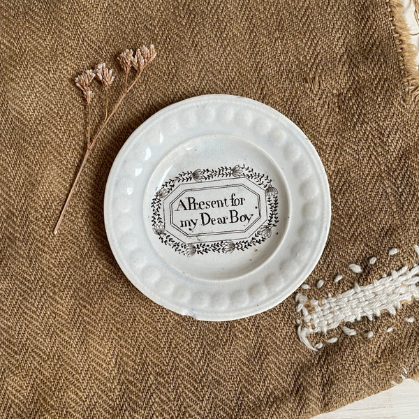 RARE Victorian Staffordshire 'A Present For My Dear Boy' Plate