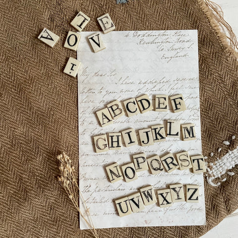 Rare Victorian Bone Spelling Letter Tiles