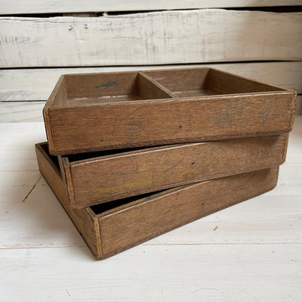 Three Vintage Wood Compartment Trays
