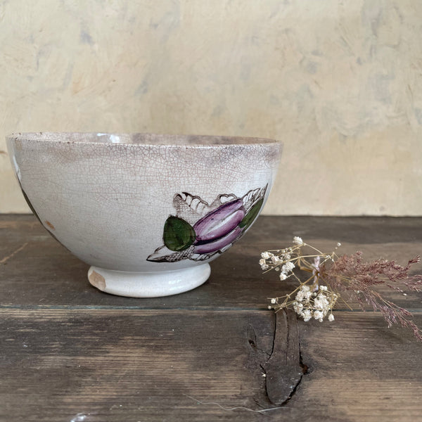 Antique Painted French Café Au Lait Bowl