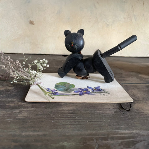 Vintage Wooden Black Cat Toy
