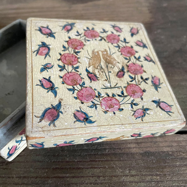 Antique Bird Papier-mâché Trinket Box