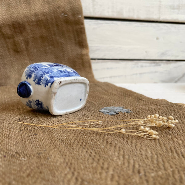 Victorian Blue Transferware Pot