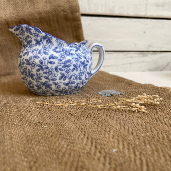 Antique Blue Floral Transferware Jug