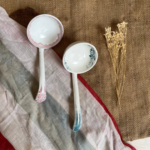 Beautiful Pink & Blue Antique Ladle