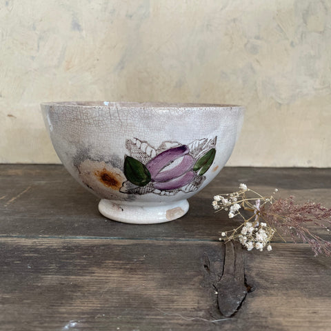 Antique Painted French Café Au Lait Bowl