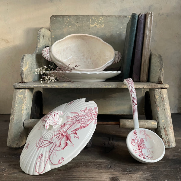 Antique Transferware Poppy Tureen & Ladle