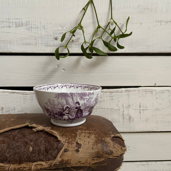 Pretty Antique Purple Transferware Bowl