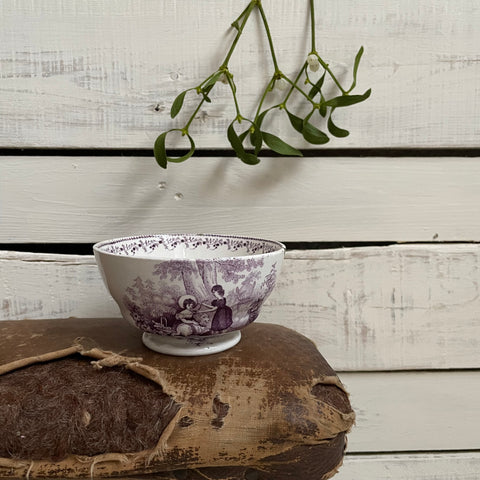 Pretty Antique Purple Transferware Bowl